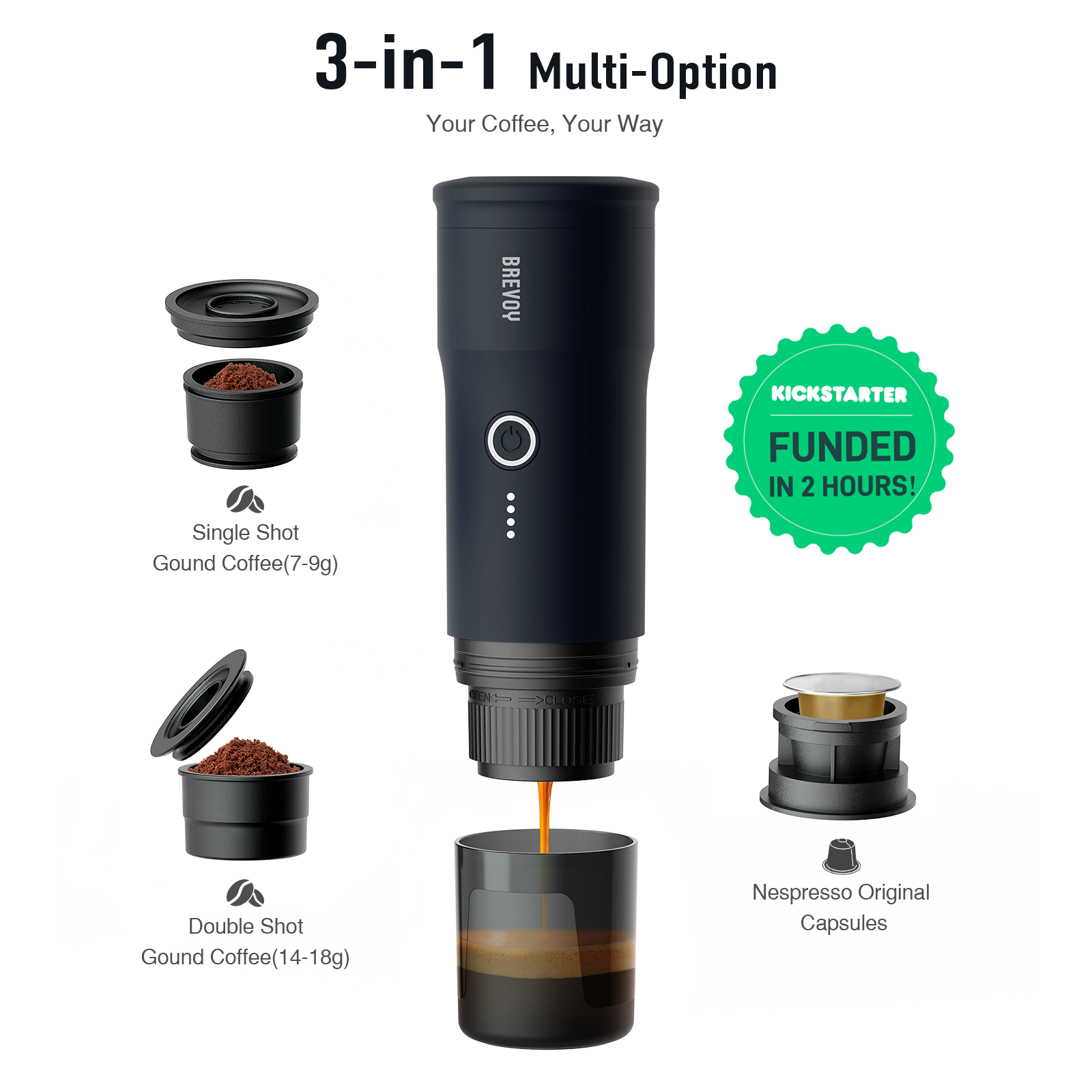 Portable Espresso Maker - Oceanic Black