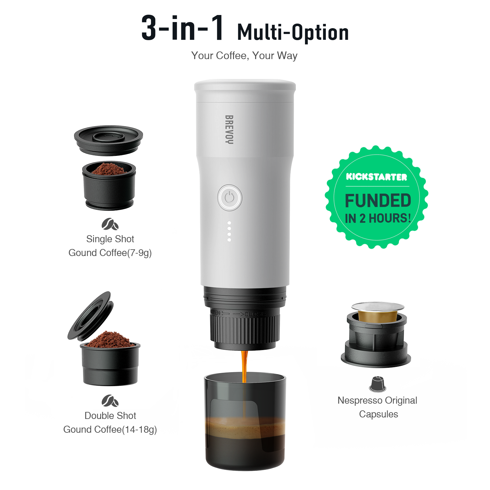 Portable Espresso Maker - Lunar White