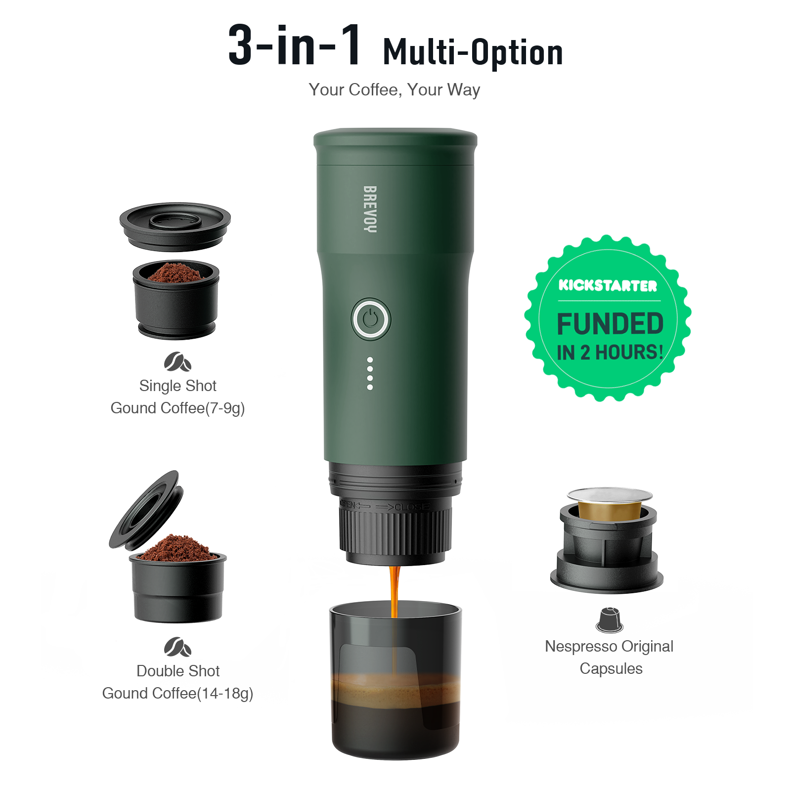 Portable Espresso Maker - Camping Green