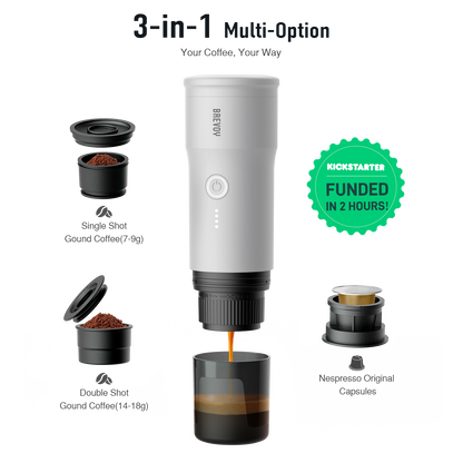 Portable Espresso Maker Lunar White More BREVOY